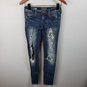 Decree Super Skinny Stretch Jeans Juniors Size 0 Distressed Holes / A171